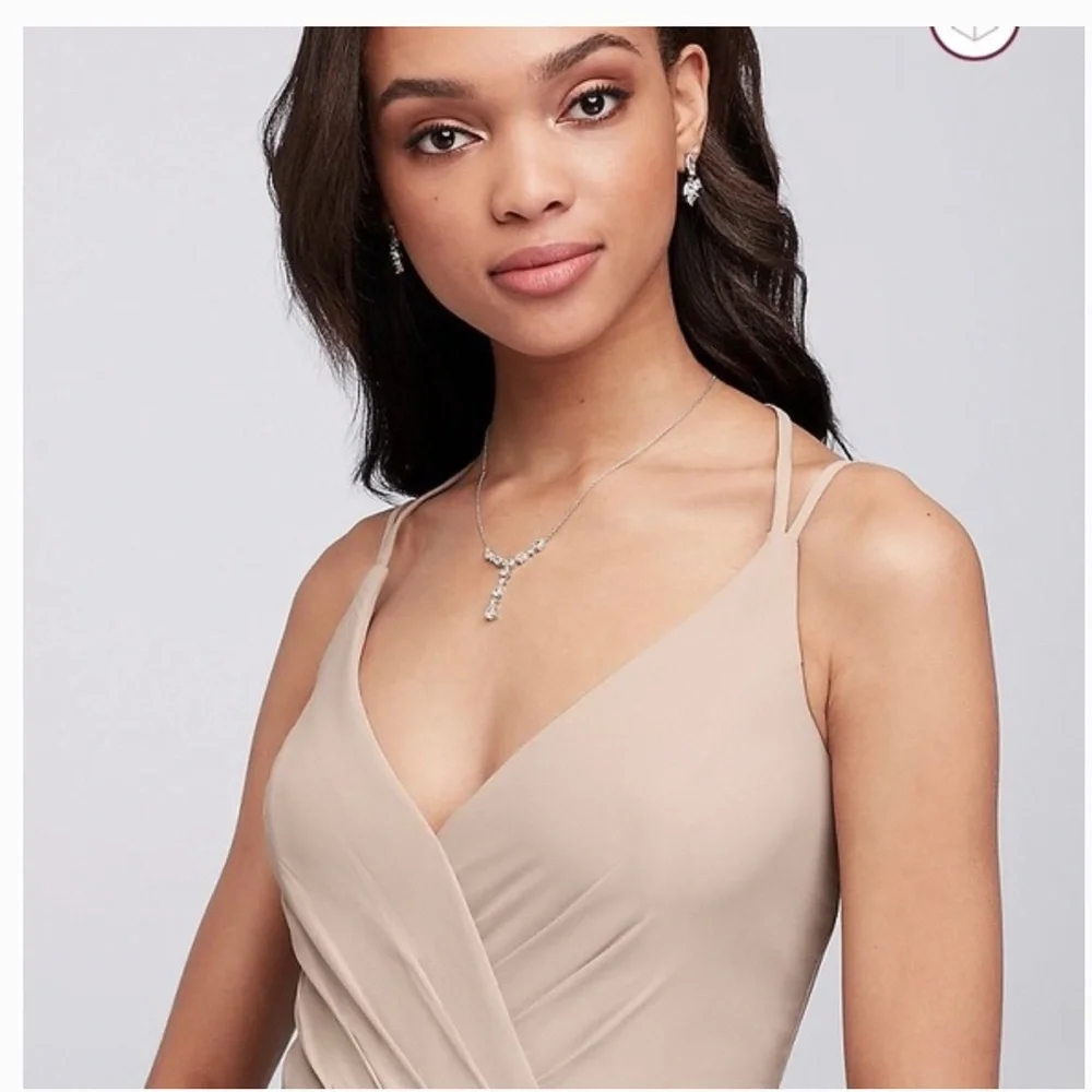 DOUBLE-STRAP LONG GEORGETTE BRIDESMAID WRAP DRESS BEGONIA - Picture 4 of 4